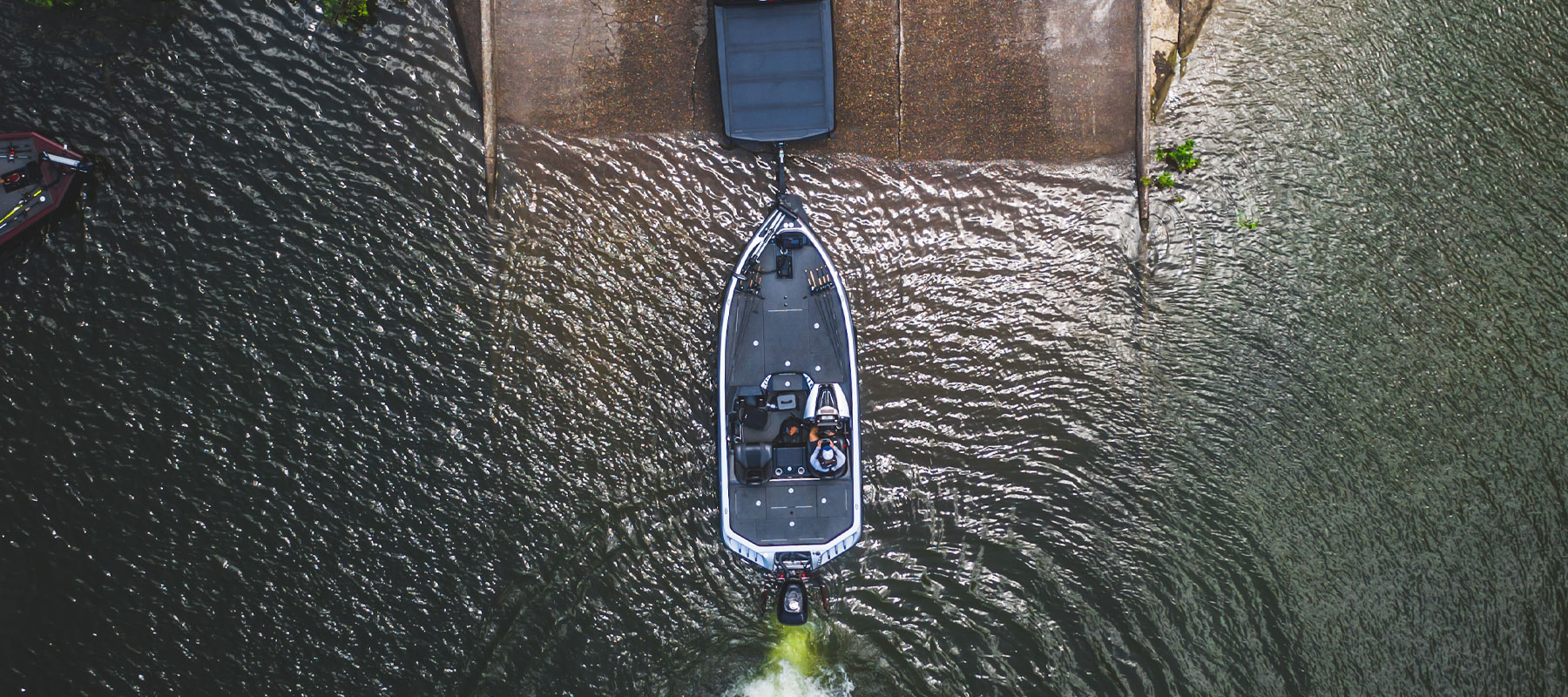 boat launching into water